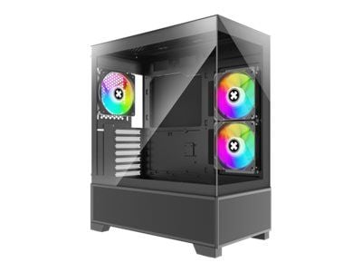 Xilence Xilent Beam - Midi-torn - ATX - genomskinlig sidopanel (härdat glas) - ingen strömförsörjning (ATX) - svart - USB/ljud