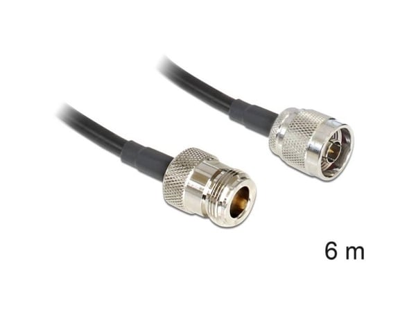 Delock - Antennekabel - N-kontakt (hunn) til N-kontakt (hann) - 6 m - koaksial - LMR-195 - svart