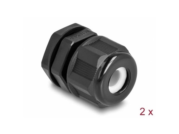 Delock - Cable gland (M16) - svart (paket om 2)