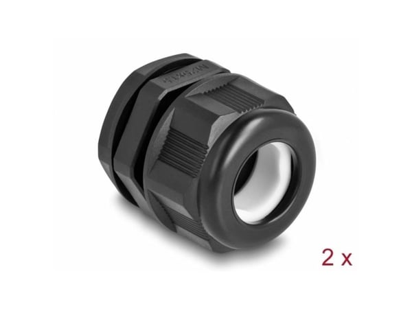 Delock - Cable gland (M25) - svart (paket om 2)