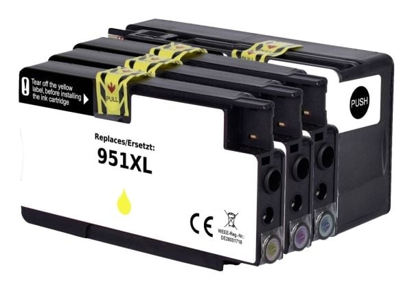 Renkforce RF-5705448, Høyt (XL) utbytte, Svart, Cyan, Fiolblå, Gult, 4 stykker, 2300 sider, 1500 sider, Kombinasjonspakke