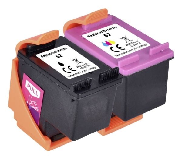 Renkforce blekkkombipakke erstatter HP 62 (N9J71AE) kompatibel kombinasjonspakke svart, cyan, magenta, gul RF-I-HP62BKCMY2PK RF-5705430 (RF-5705430)