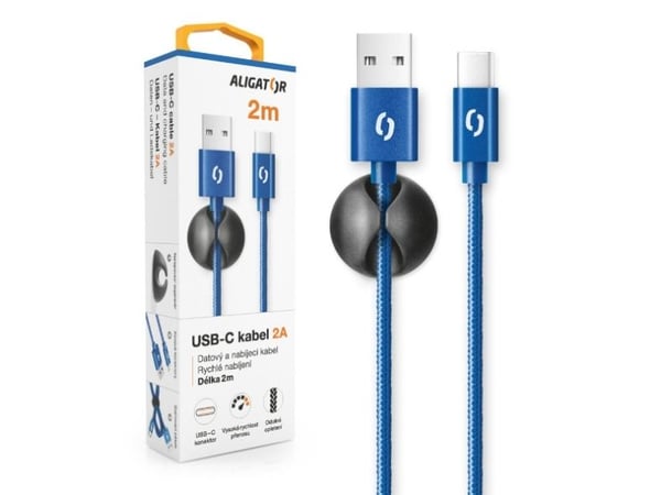 ALIGATOR PREMIUM 2A-kabel, USB-C, blå