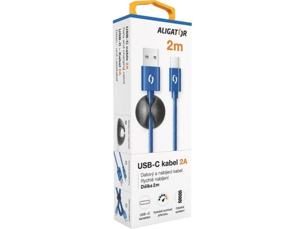 ALIGATOR PREMIUM 2A kabel, USB-C, modrá