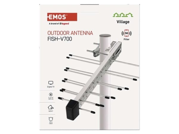Emos J0806, Utomhus, Metallisk, 10 m, 470 - 790 MHz, 30 dB, DVB-T, DVB-T2