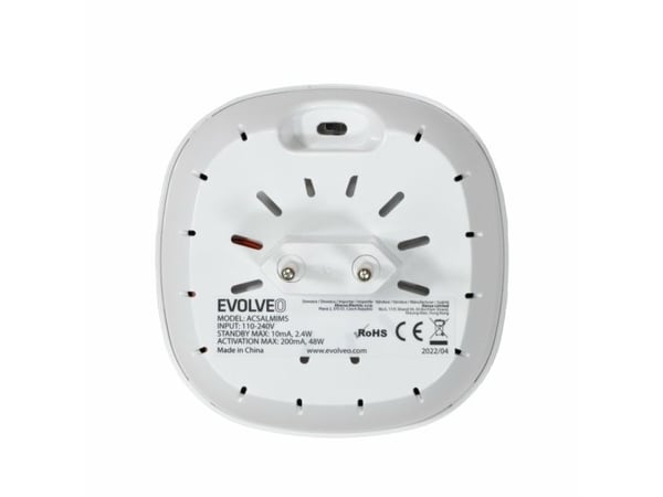 Evolveo ACSALMIMS, Trådløs sirene, Innendørs, 80 m, 433 MHz, 110 dB, Rød, Hvit