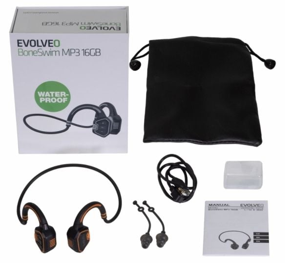 Evolveo BoneSwim MP3, Trådløs, Idretter, 29 g, Hodesett, Sort, Oransje