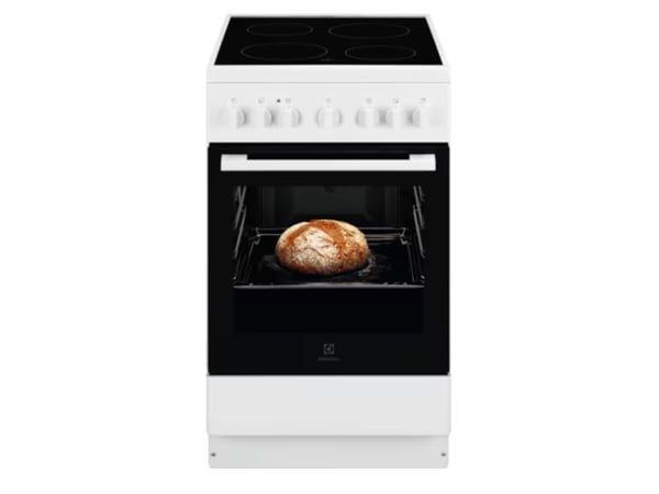 Electrolux LKR500066W, Frittstående komfyr, Svart, Hvit, Rotasjon, Hvit, Bunn, Keramisk