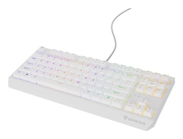GENESIS Thor 230 TKL, Koblet med ledninger (ikke trådløs), USB, Mekanisk nøkkelbryter, QWERTY, RGB LED, Hvit