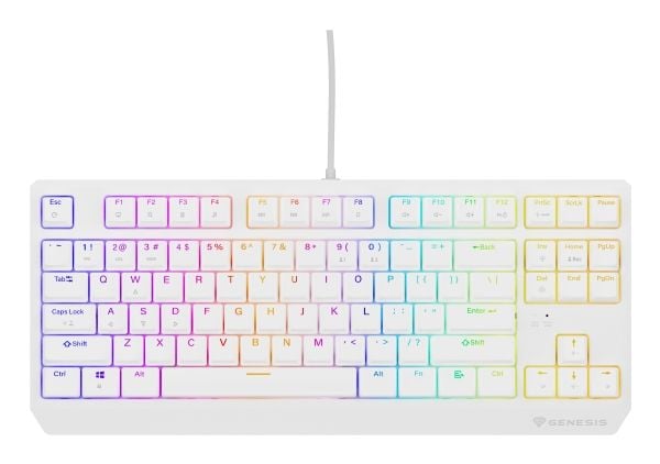 GENESIS Thor 230 TKL, Koblet med ledninger (ikke trådløs), USB, Mekanisk nøkkelbryter, QWERTY, RGB LED, Hvit