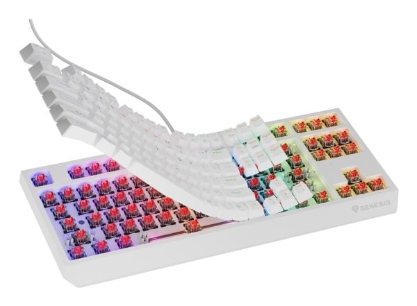 GENESIS Thor 230 TKL, Koblet med ledninger (ikke trådløs), USB, Mekanisk nøkkelbryter, QWERTY, RGB LED, Hvit