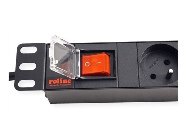 ROLINE 19.07.1618, Aluminium, Sort, 8 AC-utganger, 250 V, 496 mm, 44,4 mm