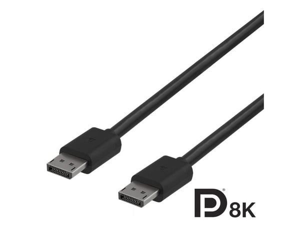 DELTACO - DisplayPort-kabel - DisplayPort (hann) til DisplayPort (hann) - DisplayPort 1.4 - 1 m - 8 K 60 Hz (7680 x 4320) støtte - svart