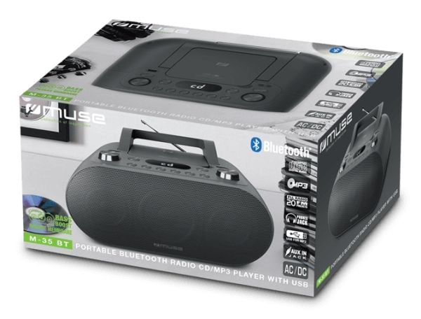 Muse Muse | Bærbar radio med Bluetooth og USB-port | M-35 BT | AUX i | Svart