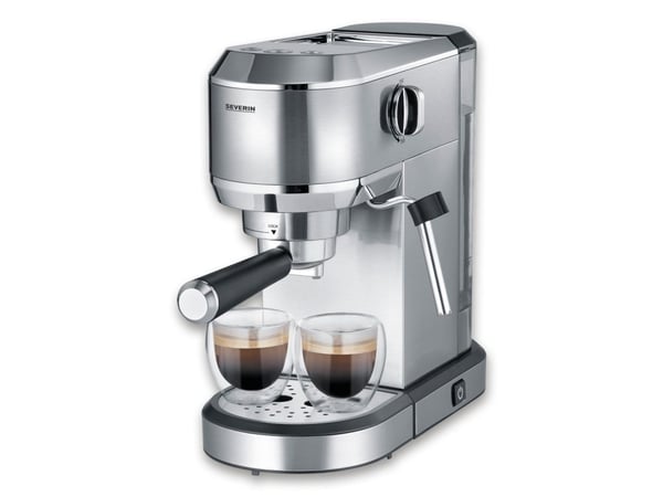 Severin Newspresa KA 5997, Espressomaskin, 1 l, Malt kaffe, 1350 W, Svart, Børstet stål, Kromfarget
