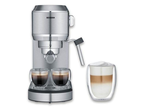 Severin Newspresa KA 5997, Espressomaskin, 1 l, Malt kaffe, 1350 W, Svart, Børstet stål, Kromfarget