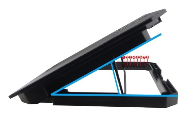 Techly ICOOL-CP11TY, Kannettavan tietokoneen teline, Musta, 43,2 cm (17"), 2 kpl, 14 cm, USB 2.0