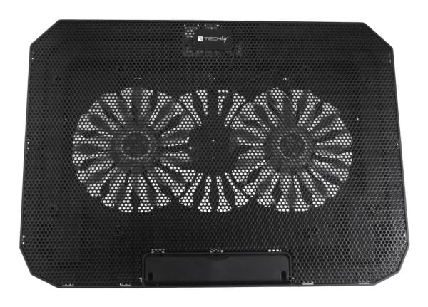 Techly ICOOL-CP11TY, Kannettavan tietokoneen teline, Musta, 43,2 cm (17"), 2 kpl, 14 cm, USB 2.0