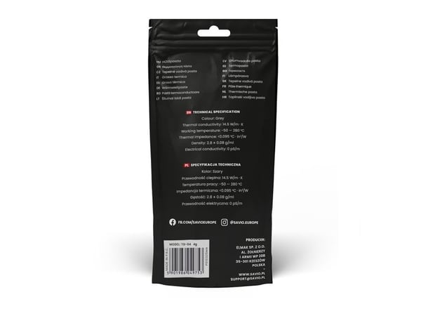 savio Termisk isolasjonspasta Glacier 14,5 W/mK, 4 g TG-04