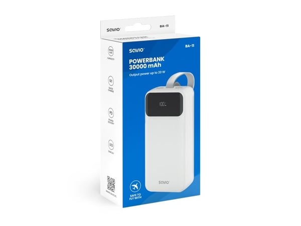Savio BA-11, 3000 mAh, Lithium-Ion (Li-Ion), 3,7 V, Hvit