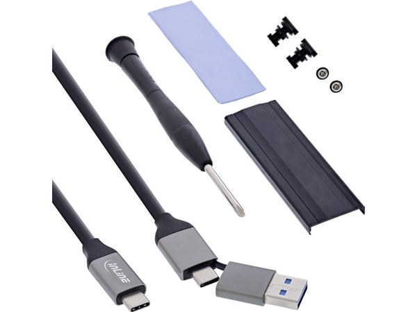 InLine 00031J, SSD-kabinett, M.2, M.2, SATA, 40 Gbit/s, USB-tilkobling, Grå