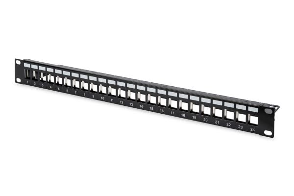 DIGITUS - Koblingspanel - modular - rackmonterbar - CAT 6a - RJ-45 X 24 - svart, RAL 9005 - 1U - 19"