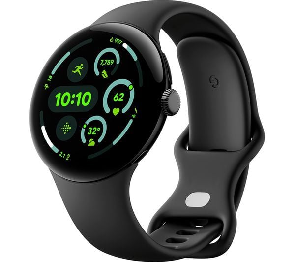 Google Pixel Watch 3 - 45 mm - mattsvart aluminium - smartklokke med aktivt bånd - fluorelastomer - obsidian - båndbredde: L - 32 GB - Bluetooth, W...