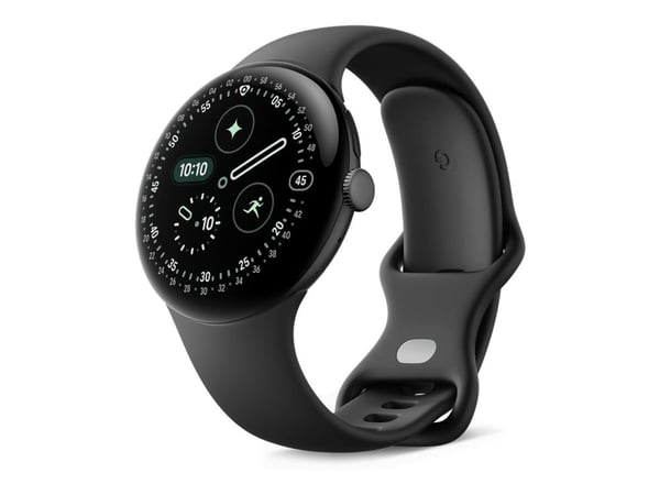 Google Pixel Watch 4 - 45 mm - mattsvart aluminium - smartklokke med aktivt bånd - fluorelastomer med myk berøringsoverflate - obsidian - båndbredd...