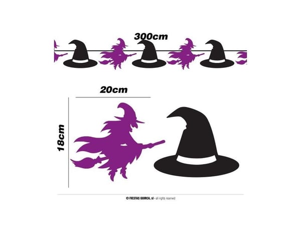 Hekse og had guirlande, 300 cm