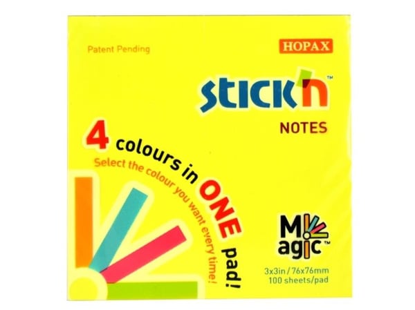 Magic Notesblok 76x76 100 Blad Assorterat Neon - (12 stk.)