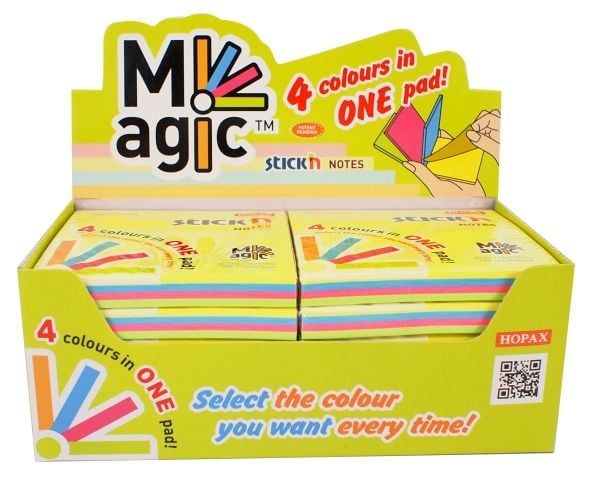 Magic Notesblok 76x76 100 Blad Assorterat Neon - (12 stk.)