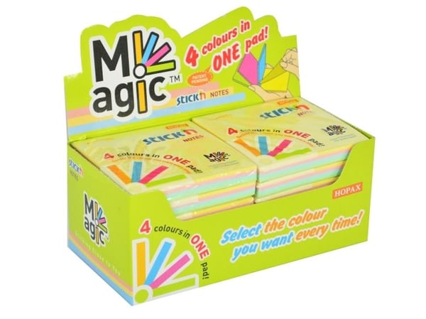 Magic Notesblok 76x76 100 Blad Assorterat Pastel - (12 stk.)