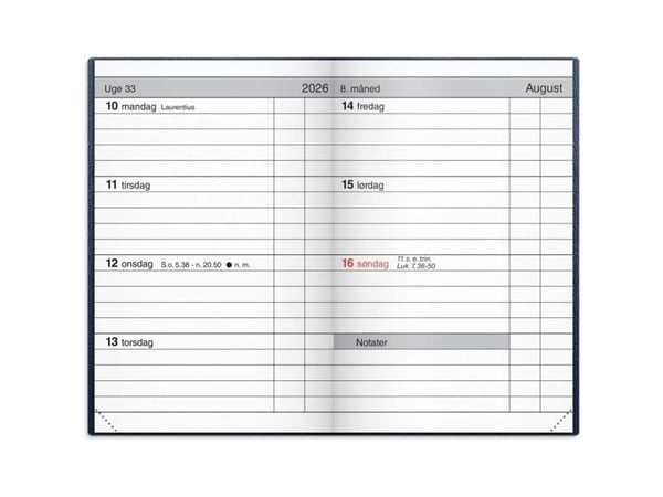 Mayland 16162000, 328 sheets, Hardcover, Faux leather, Blue, Spiral binding, Week on 2 pages
