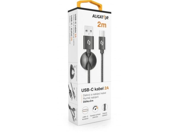 ALIGATOR PREMIUM 2A-kabel, USB-C, ÄernÃ½