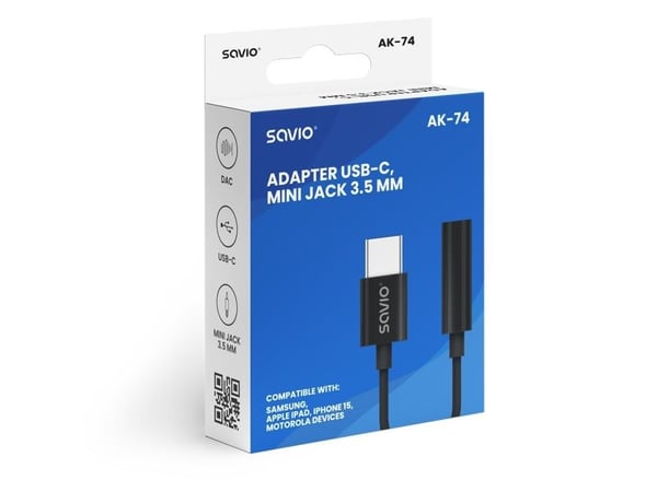 Savio USB(C) - 3.5 MM JACK ADAPTER AK-74 - Adapteri - Adapteri