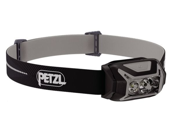Petzl Actik Core, Taskulamppu otsanauhalla, musta, Painikkeet, Akkutaso, IPX4, LED