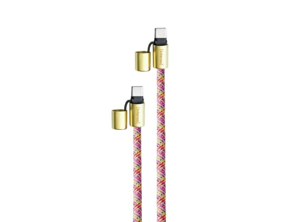Intenso mobilkjede som lade- + datakabel USB-C opp til 1,65m neon mix, 1,65 m, USB C, USB C, Flerfarvet