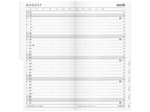 Index Planner månedskalender REFILL + tlf.reg. 2026