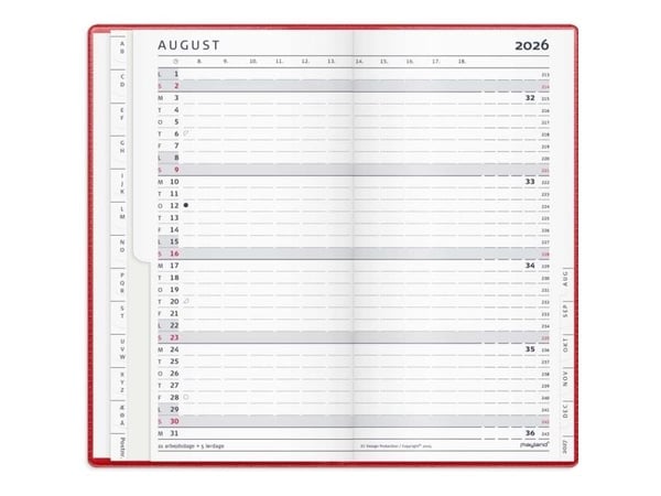 Index Planner månedskalender rød vinyl 2026