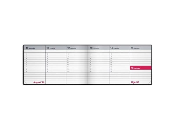 Mayland 16132000, 134 sheets, Hardcover, Black, Week on 2 pages, Lined paper, 154 mm