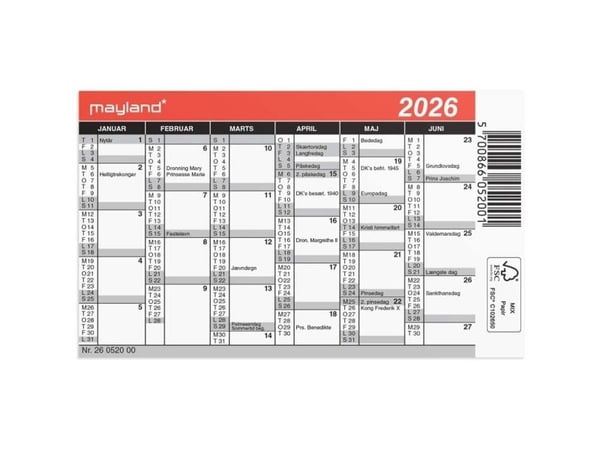 Mini kalender 2026