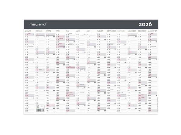 Mayland 16063300, Vegg, 2 sider, Flerfarget, År, 12 mnd(er), 400 g/m²