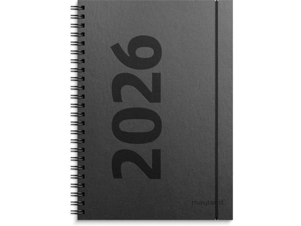 A5 veckokalender storformat matt svart återvunnet papper 2026