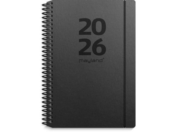 A6 ugekalender tværformat matsort genbrugskarton 2026