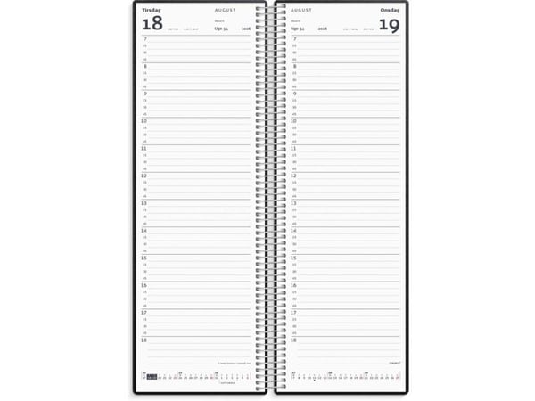Spiralnoteringskalender dag sort PP-plast 2026
