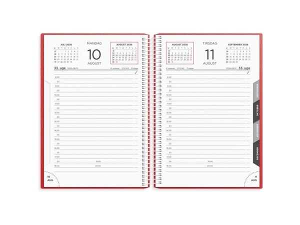 Dagkalender rød PP-plast 2026
