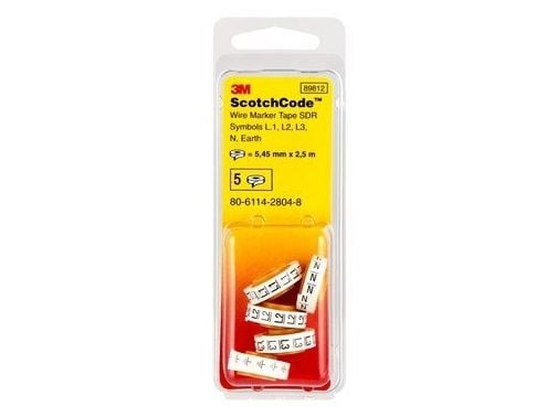 3M Scotchcode™ Cable Marker Refill Rolls Symbolit L1, L2, L3, N, Ground 80-6114-2804-8 Sisältö: 5 rullaa (80-6114-2804-8) (80-6114-2804-8)