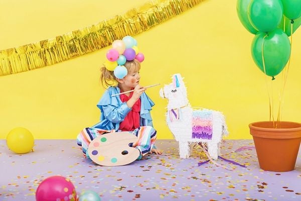 PartyDeco PIN18, Standard pinata, Hunkjønn, Blå, Lilac, Rosa, Fiolett, Hvit, Lama, 410 mm, 100 mm