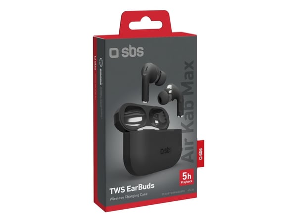 SBS Air Kab Max, True Wireless Stereo (TWS), Samtaler/musikk, 20 - 20000 Hz, 50 g, Hodesett, Sort