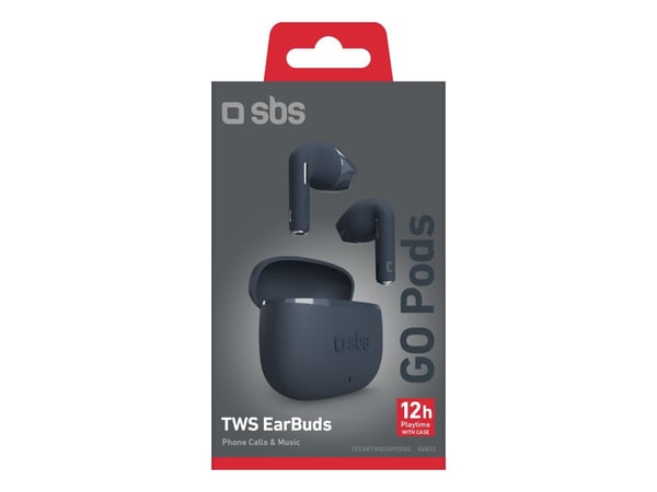 SBS TEEARTWSGOPODSG, True Wireless Stereo (TWS), Samtaler/musikk, 50 g, Hodesett, Grå